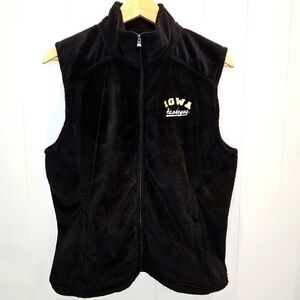 J American Iowa Hawkeyes Vest Women's Size Medium Black Embroidered Collage